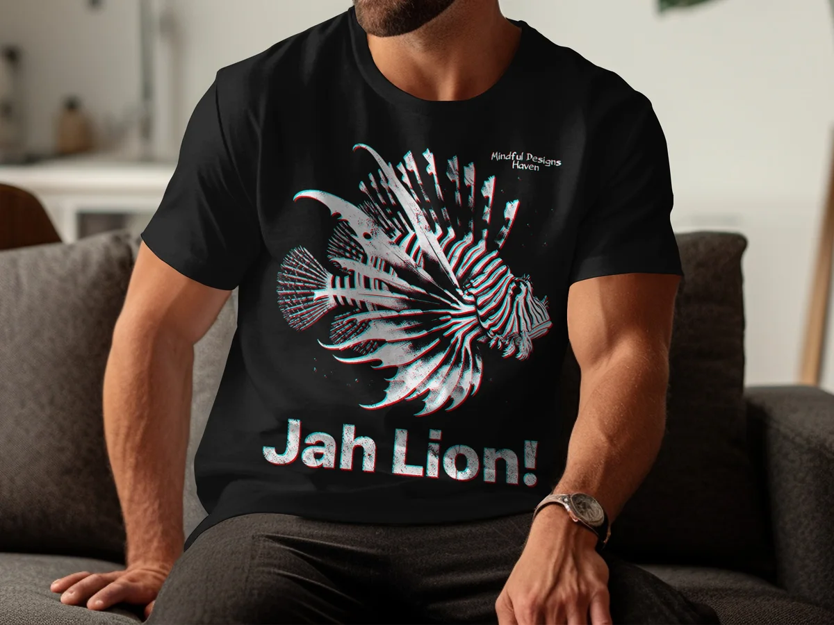 Black T-shirt with an op-art manta ray and the words Underwater Utopia