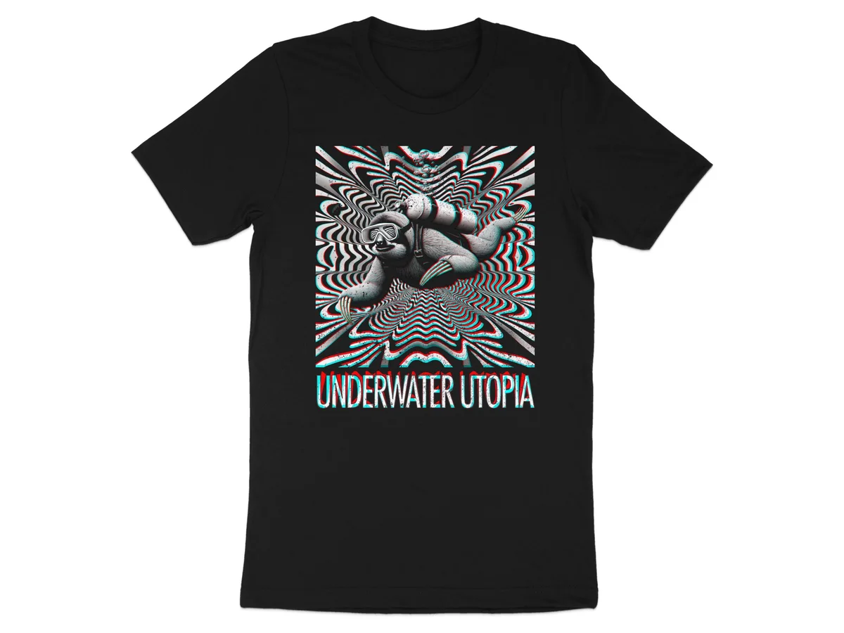 Black T-shirt with a bright striped lionfish and the words Jah Lion